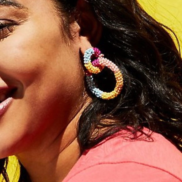 Torrid Multi Color Beaded Double Hoop Earring - Picture 2 of 3